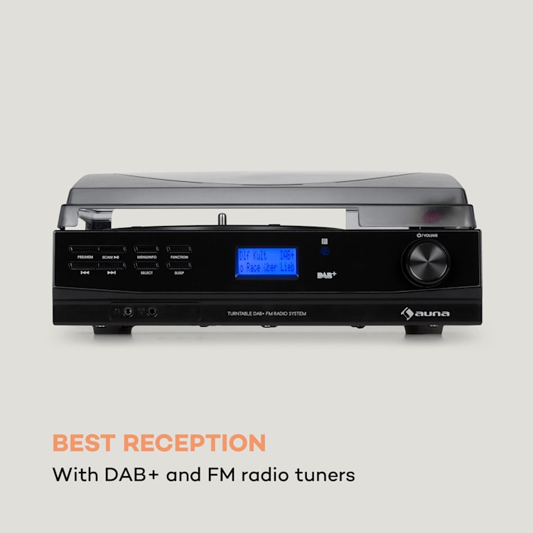 TT-186 DAB giradischi DAB+/FM funzione BT trasmissione a cinghia 33/45 giri/min