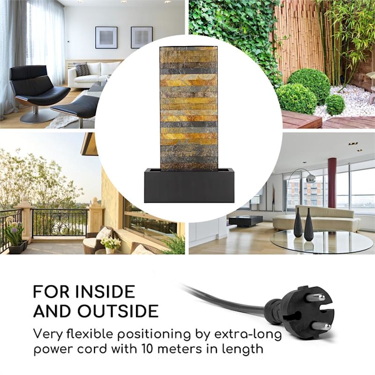 Raincastle, fântănă de grădină, 12 LED-uri, pompă 8 W, IPX8, Loopflow Concept