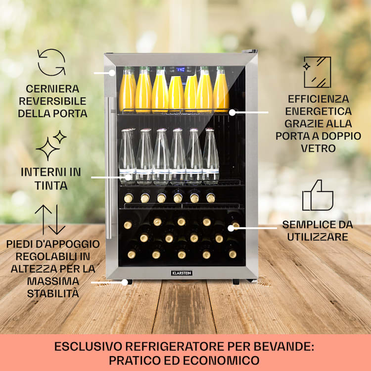 Beersafe 5XL - Frigorifero, 148 litri, 3 ripiani, sportello panoramico in vetro, acciaio inox 148 Ltr | Acciaio inox