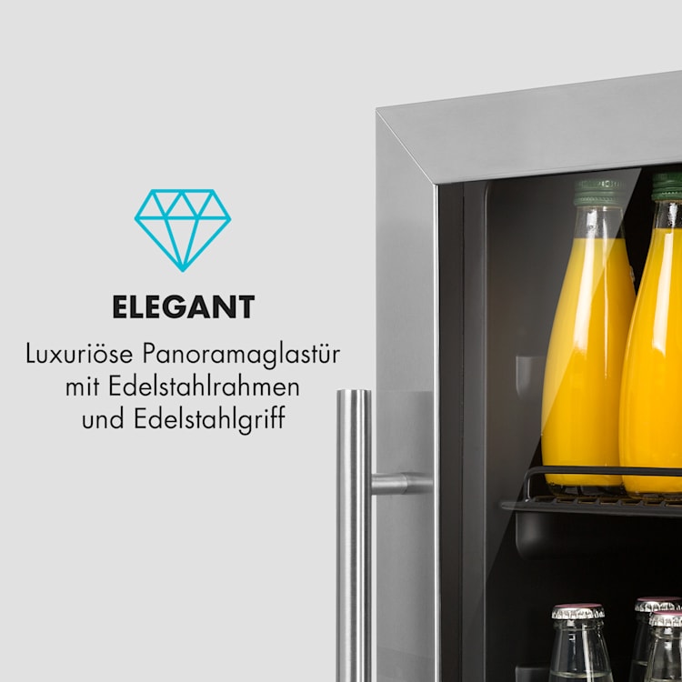Beersafe 5XL Kühlschrank 148 Liter 3 Böden Panoramaglastür Edelstahl 148 Ltr | Edelstahl