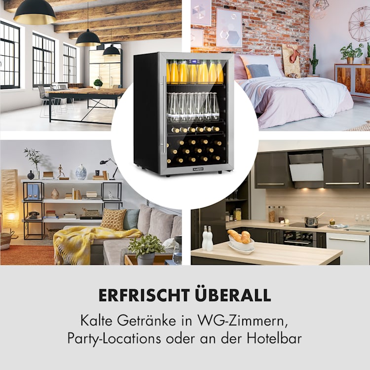 Beersafe 5XL Kühlschrank 148 Liter 3 Böden Panoramaglastür Edelstahl 148 Ltr | Edelstahl