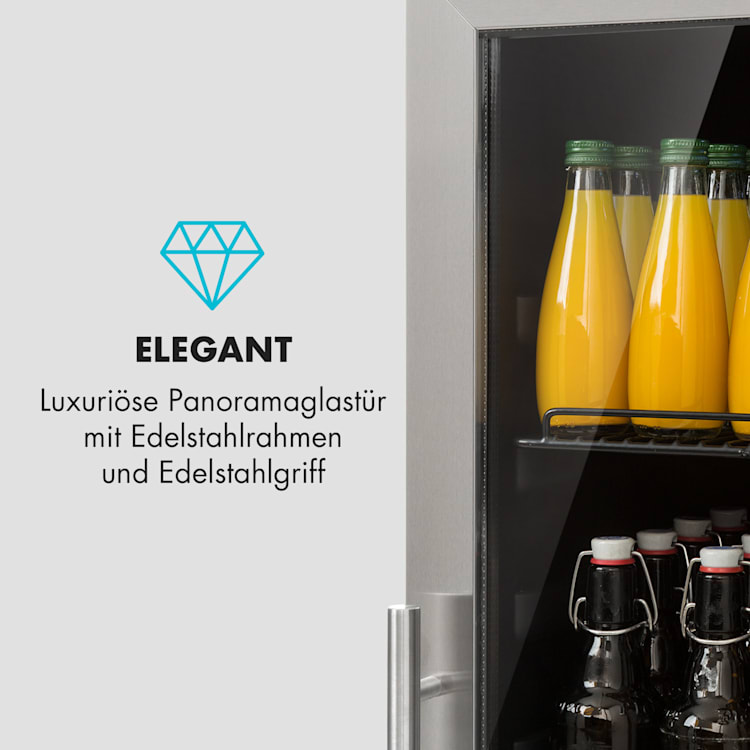 Beersafe 7XL Kühlschrank 242 Liter 5 Böden Panoramaglastür Edelstahl 242 Ltr | Edelstahl
