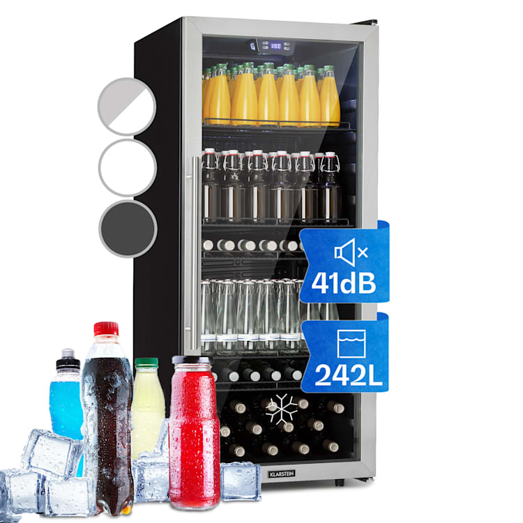 Beersafe 7XL Kühlschrank 242 Liter 5 Böden Panoramaglastür Edelstahl 242 Ltr | Edelstahl