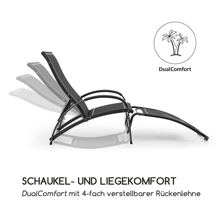 Beverly Wood Sonnenliege Schaukelstuhl Aluminium schwarz Schwarz