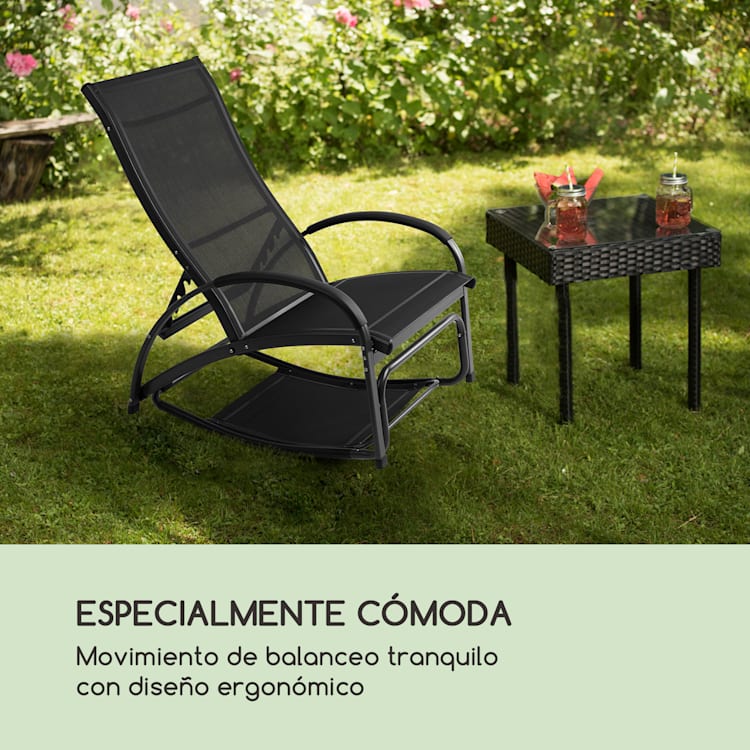 Beverly Wood tumbona mecedora aluminio negro Negro