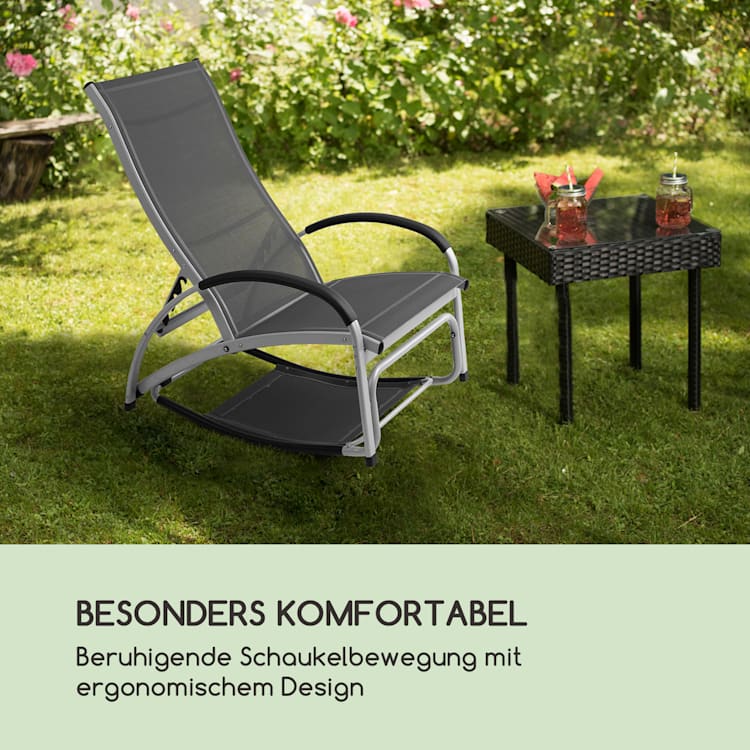 Beverly Wood Sonnenliege Schaukelstuhl Aluminium grau Dunkelgrau