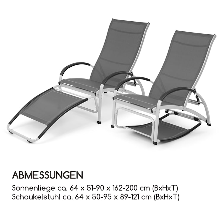 Beverly Wood Sonnenliege Schaukelstuhl Aluminium grau Dunkelgrau