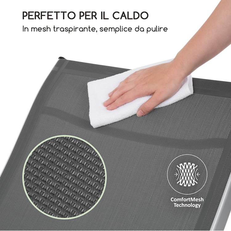 Beverly Wood lettino prendisole sedia a dondolo alluminio grigio Grigio