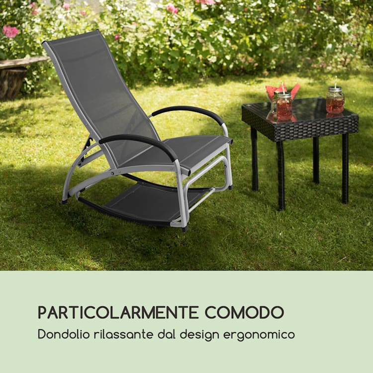 Beverly Wood lettino prendisole sedia a dondolo alluminio grigio Grigio