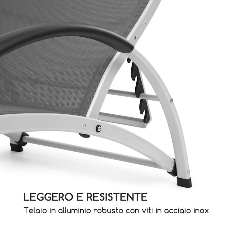 Beverly Wood lettino prendisole sedia a dondolo alluminio grigio Grigio