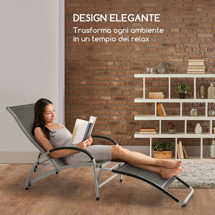 Beverly Wood lettino prendisole sedia a dondolo alluminio grigio Grigio