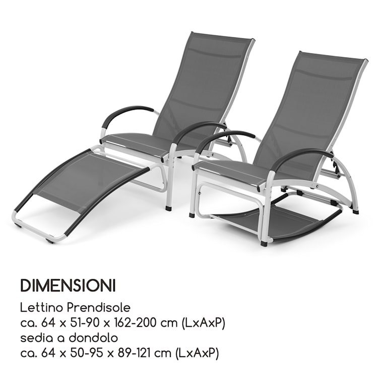 Beverly Wood lettino prendisole sedia a dondolo alluminio grigio Grigio