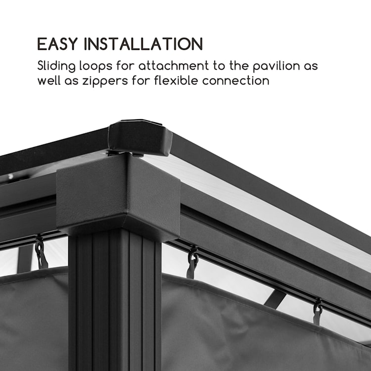 Pantheon Solid Sky Set parois latérales pergola 140g/m² polyester gris