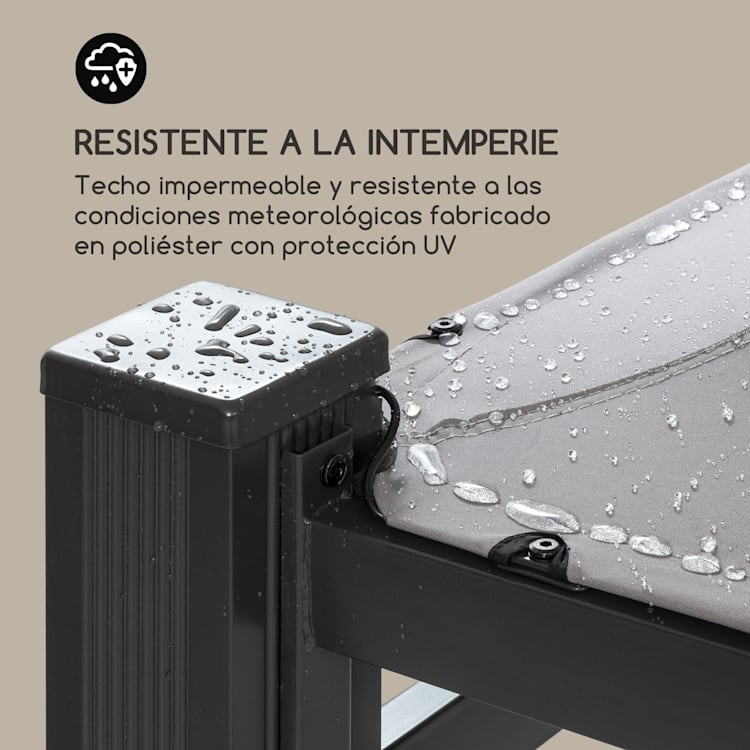 Pantheon Illumina Pérgola con techo policarbonato Aluminio Negra