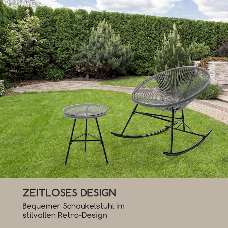 Roqueta Schaukelstuhl Retro-Design 4mm-Geflecht grau Grau