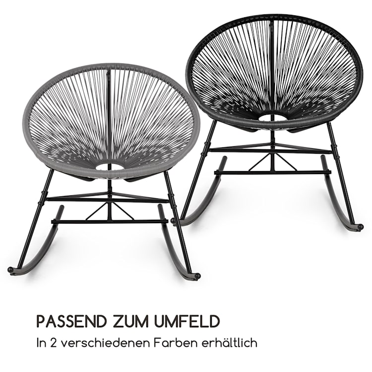 Roqueta Schaukelstuhl Retro-Design 4mm-Geflecht grau Grau