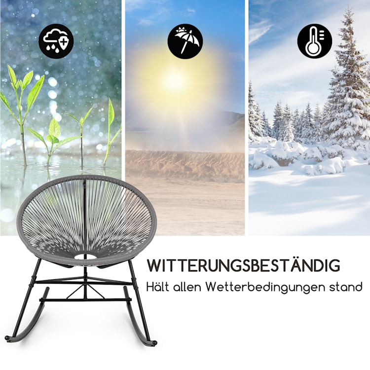 Roqueta Schaukelstuhl Retro-Design 4mm-Geflecht grau Grau