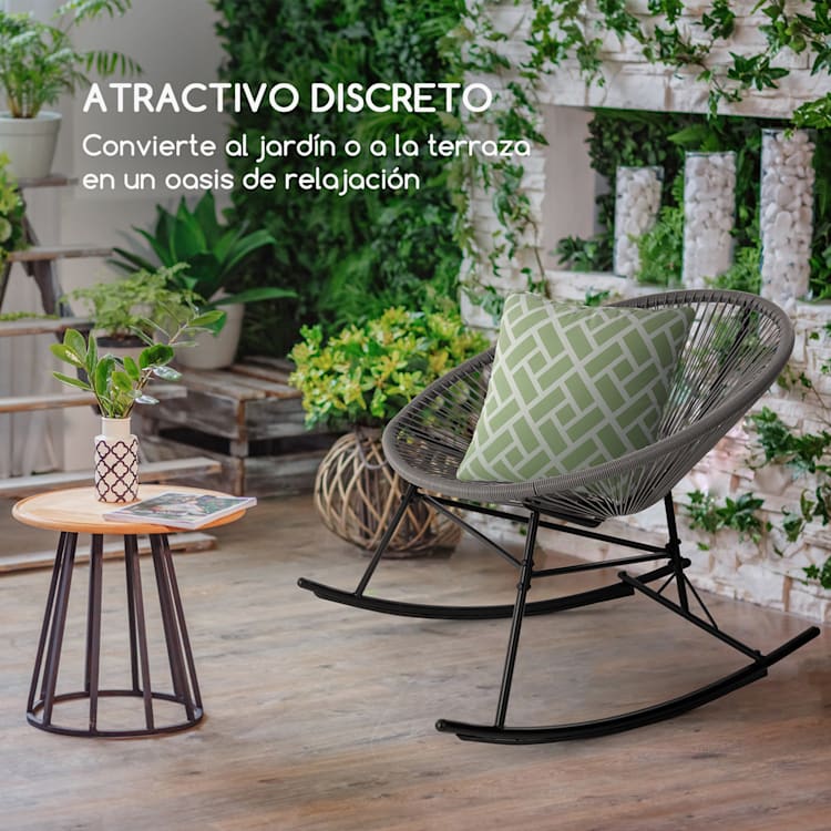 Roqueta Mecedora Diseño retro Mimbre de 4 mm Gris Gris