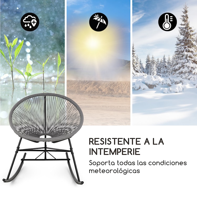 Roqueta Mecedora Diseño retro Mimbre de 4 mm Gris Gris