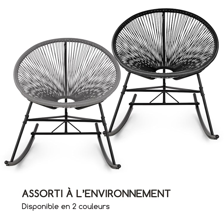 Roqueta Fauteuil à bascule design rétro cannage 4 mm acier gris Gris
