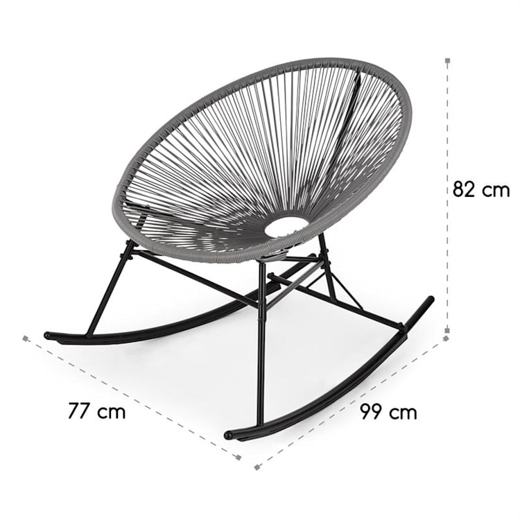 Roqueta Schaukelstuhl Retro-Design 4mm-Geflecht grau Grau