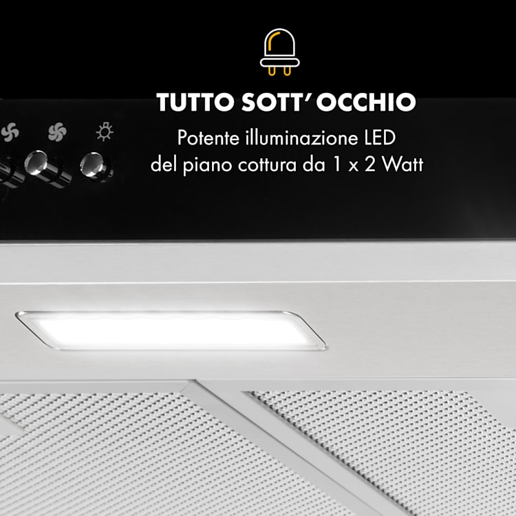 Contempo Cappa Aspirante Sottopensile 60cm 175m³/h LED Inox Acrilico