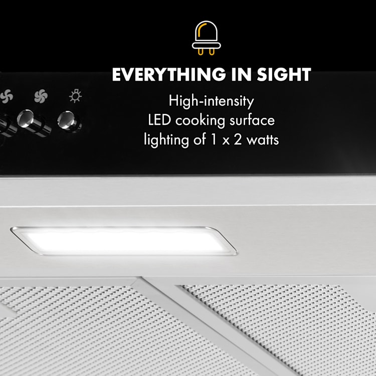 Contempo liesituuletin tason alle 60 cm 175 m³/h LED ruostumaton teräs akryyli