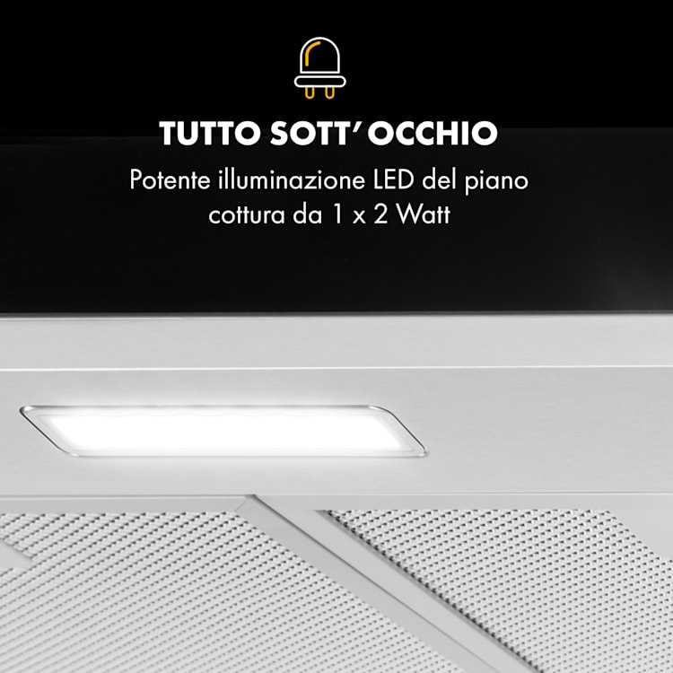 Contempo Neo Cappa Sottopensile 60cm 175m³/h Acciaio Inox Acrilico Nero
