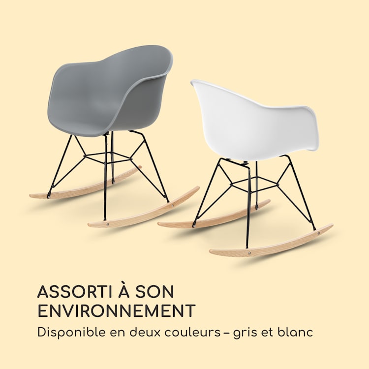 Skandi Set de 2 chaises à bascule charge 150kg design rétro gris