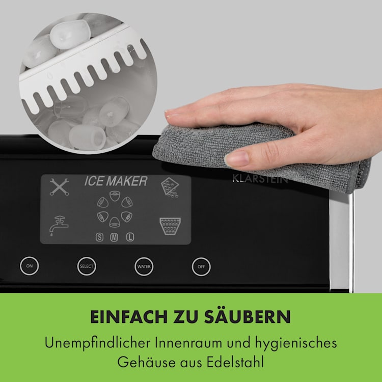 Eiszeit Eiswürfelmaschine Edelstahl 3 Eiswürfelgrößen silber