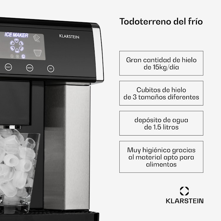 Eiszeit Máquina de cubitos de hielo Acero inoxidable 3 tamaños de cubos de hielo Plateada Plata