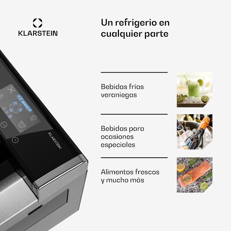 Eiszeit Máquina de cubitos de hielo Acero inoxidable 3 tamaños de cubos de hielo Plateada Plata