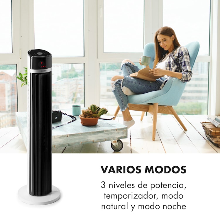 IceTower Ventilador vertical de 36 W con temporizador, 3 modos y mando a distancia Blanco