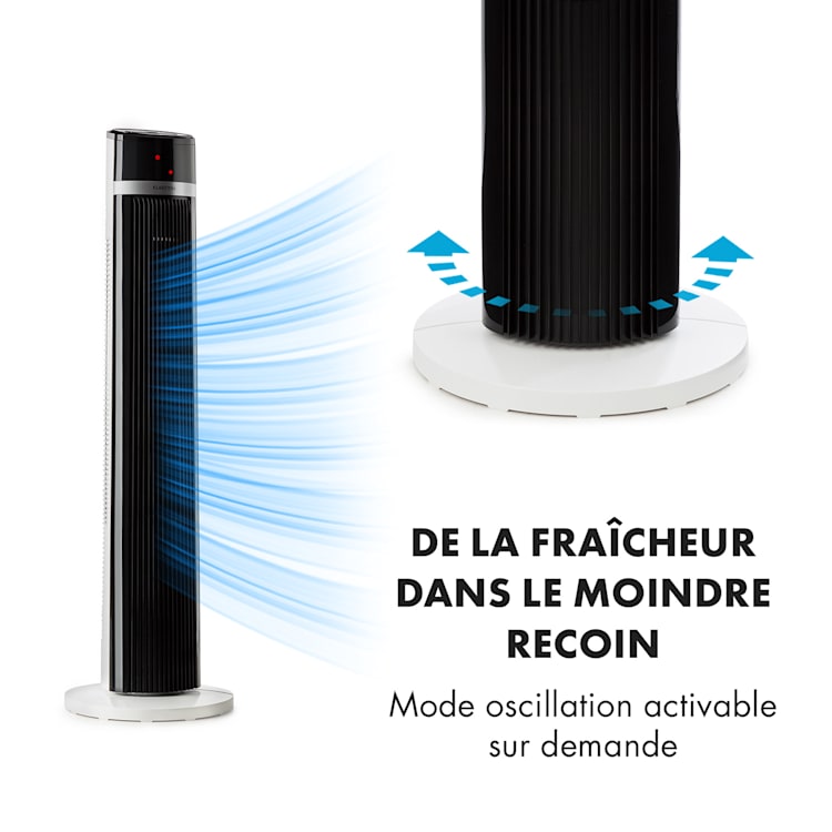 IceTower ventilateur sur pied 36 watts minuterie 3 modes télécommande blanc