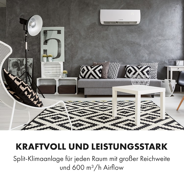 Windwaker Split-Klimaanlage 9.000 BTU/2,7 kW Luftdurchsatz 600m³/h 9.000 BTU