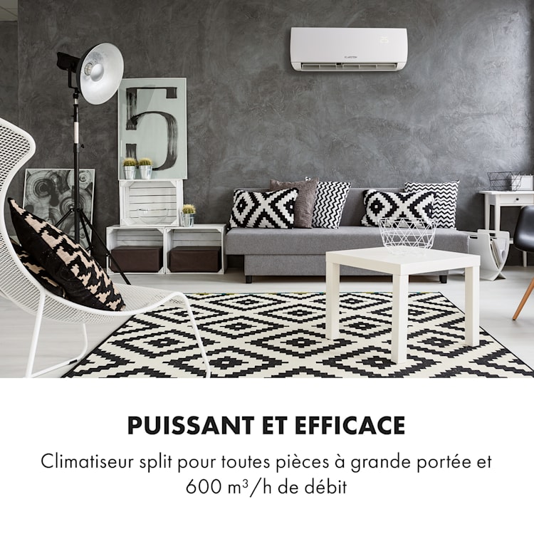 Windwaker climatiseur split 9000 BTU/2,7 kW débit d'air 600 m³/h 9.000 BTU
