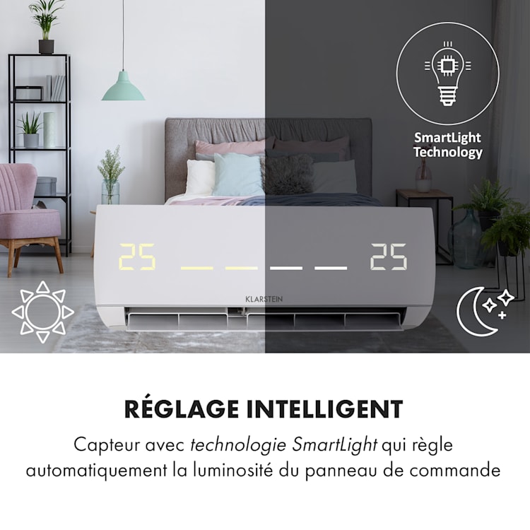 Windwaker climatiseur split 9000 BTU/2,7 kW débit d'air 600 m³/h 9.000 BTU
