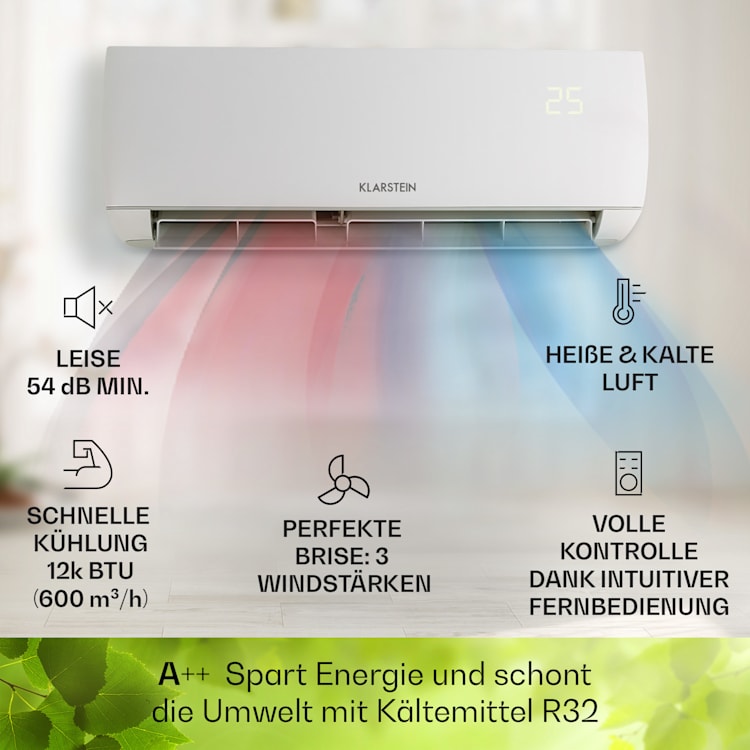Windwaker Split-Klimaanlage 12.000 BTU/3,6 kW Luftdurchsatz 600m³/h 12.000 BTU