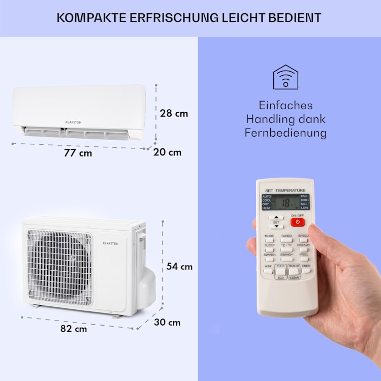 Windwaker Split-Klimaanlage 12.000 BTU/3,6 kW Luftdurchsatz 600m³/h 12.000 BTU