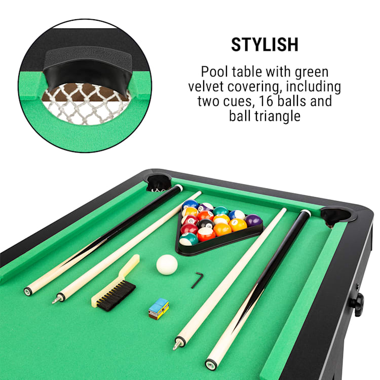 Trickshot Mesa de Bilhar 140x64,5cm 16 Bolas 2 Tacos MDF Preta Preto