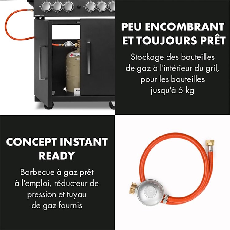 Tomahawk 4.2 SBG Barbecue à gaz 6 brûleurs 3,2 kW grille de cuisson 64 6 brûleurs