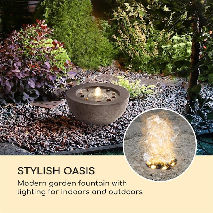 Genesis Gartenbrunnen 7W LED-Beleuchtung Polyresin anthrazit