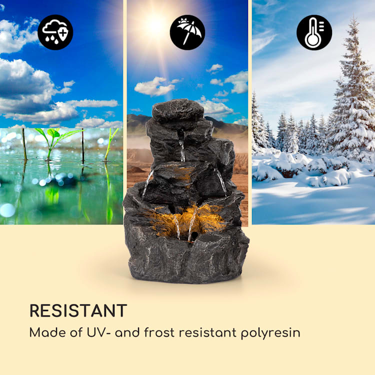 Genesis, fântănă de grădină, 2,5 W iluminat LED, Polyresin, antracit