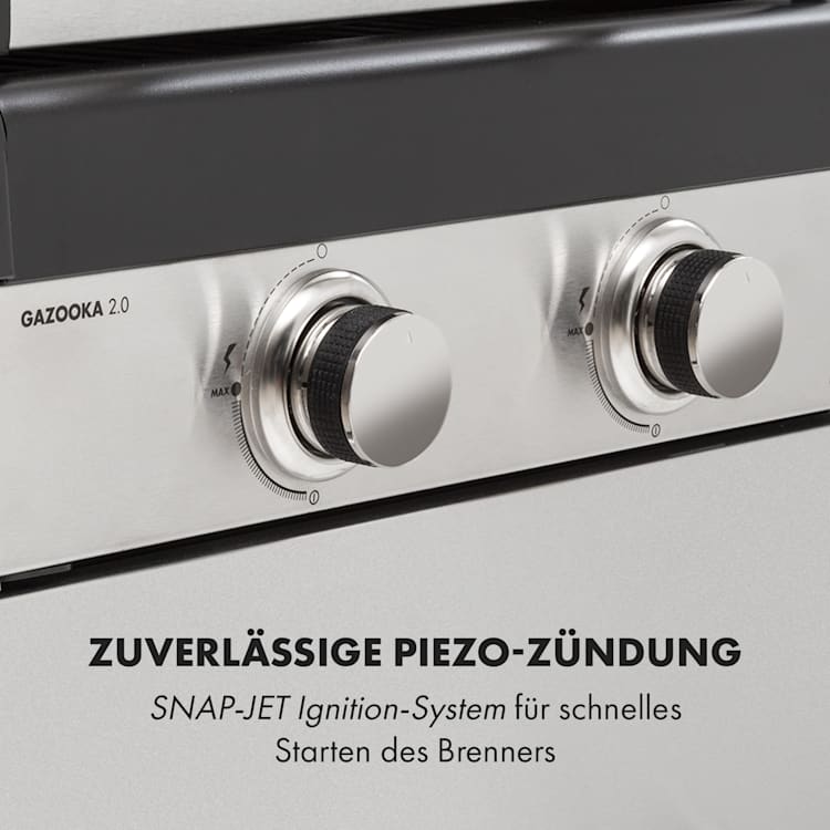 Gazooka 2.0T Gas BBQ Grill 2x3kW Brenner Edelstahl 2 Brenner