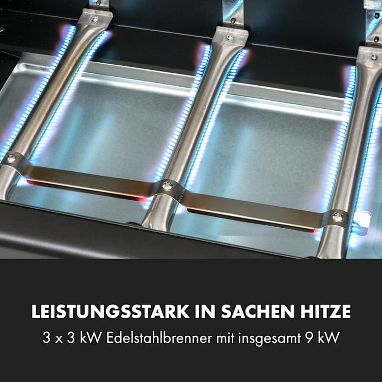 Gazooka 3.0T BBQ Grill 3x3kW Brenner 4 Rollen Edelstahl 3 Brenner