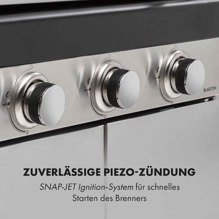 Gazooka 3.0T BBQ Grill 3x3kW Brenner 4 Rollen Edelstahl 3 Brenner