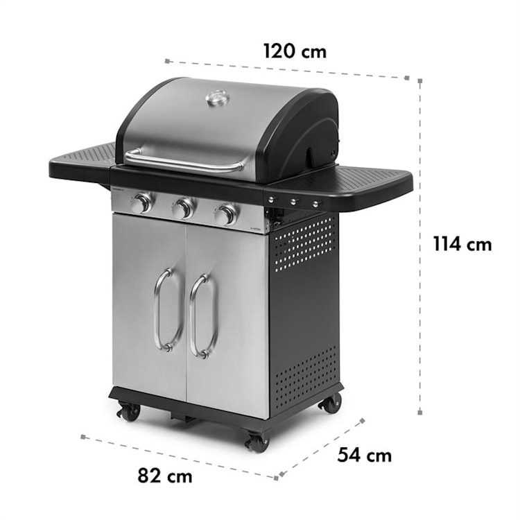 Gazooka 3.0T BBQ Grill 3x3kW Brenner 4 Rollen Edelstahl 3 Brenner
