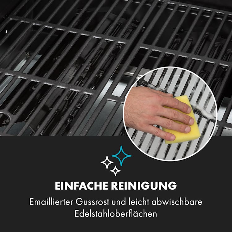 Hot & Hot Gasgrill 8,5kW 3 Brenner höhenverstellbar schwarz