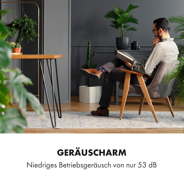 Rotator 4-in-1 Luftkühler Ventilator Luftbefeuchter Luftreiniger 396 m³/h | 110 Watt | Tank: 7 Liter | 3 Windstärken | 360°Oszillation | Ionisator | Timer | Fernbedienung | mobil Schwarz
