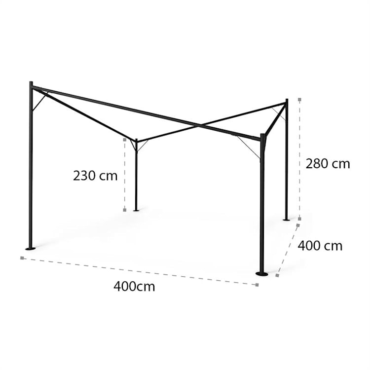 Sombra, pergola, fémkeret, 4 x 4 m, tartozék